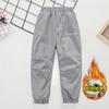 Calças de Carga Esportivas para Meninos Outono e Inverno Casuais Infantis À Prova de Vento Respiráveis para Caminhada Escalada Calças Impermeáveis Peça Única Veludo Soft Shell