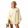 Sudadera de Algodón Pesado para Parejas, Corte Holgado, Cuello Redondo, Sin Capucha, Pulóver, Versátil, Cálida, Prenda Superior Estampada para Otoño e Invierno