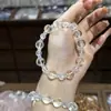 Pulsera de Cristal Blanco Amatista Natural Serie Oceánica Pulsera de Sensación Fresca Aguamarina para Mujeres Joyería de Verano de Alta Gama