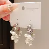 Brincos de Franja de Pérola Falsa Estilo Minimalista Agulha de Prata Brincos de Tarraxa Personalidade Moda Europeia e Americana Brincos de Nicho de Alta Qualidade para Mulheres