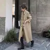 Gabardina negra, estilo largo para primavera y otoño, nueva colección 2026, estilo preppy, inspirada en Hepburn, de longitud media, corte holgado, adecuada para figuras petite