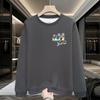 Moletom Americano de Alta Qualidade e Peso Pesado Marca de Moda Masculina Outono e Inverno Solto Plus Size Outono e Inverno Forrado com Lã Gola Redonda Camiseta de Manga Comprida