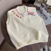 Chaleco de Punto Casual Versátil Simple Estilo Coreano para Mujer Otoño Temprano Top Casual Holgado Versátil con Chaleco Interior y Exterior