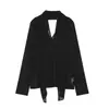 Z Estilo Europeo Transfronterizo 2026 Nueva Moda Elegante Ropa para Mujer al por Mayor Versátil Top con Cuello Bufanda 1328262