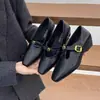Zapatos Mary Jane de Cuero con Tacón Grueso y Flor de Camelia, Zapatos Peludos Retro, Negro, Talla Petite en cm, 2026