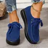 Mocasines casuales de estilo europeo y americano, con cordones y suela gruesa, para mujer, primavera, vintage, talla grande, comercio exterior