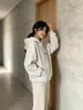Moletom retrô americano para mulheres, novo estilo outono/inverno, moletom solto e casual, caimento oversized para figuras petites, top espesso e que emagrece