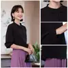 Camisas para Mujer 2026 Primavera y Otoño Estilo Nuevo Guangdong Puning Camisas de Algodón y Lino para Mujer, Tops Elegantes de Alta Gama para Mujeres Petite que Reducen la Edad