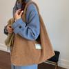 Lana de Cordero Lindo Peluche Otoño e Invierno Gran Capacidad Bolsa de Lona para Mujer Peluda Hobo Bolso de Axila
