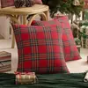 Funda de almohada a cuadros navideña transfronteriza en stock, decoración de ambiente festivo, funda de almohada para respaldo de cama y lumbar extraíble y lavable