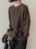 Temperamento elegante, senso elevado, lã de iaque, gola redonda, manga comprida, suéter feminino, outono e inverno, solto, casual, pulôver, atacado