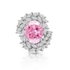 Anillo de Flor de Hielo con Gema de Color Brillante de Corte Huevo de Paloma Oversize de Venta Caliente Transfronteriza para Mujer Moda Europea y Americana Joyería de Diamante de Alto Carbono Brillante