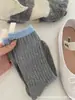 Calcetines de estilo coreano para blogueros ins, simples, versátiles, azul grisáceo, para otoño e invierno, calcetines apilados, combinación de colores, rizado, lunares, adelgazantes