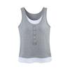 Camisola de Diseño Falso de Dos Piezas con Cuello en U y Doble Capa para Mujer, Verano, Adelgazante, Nueva, Top sin Mangas para Mujer