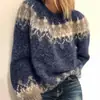 Suéter Jacquard de Punto Grueso Casual Holgado Mauhair para Mujer de Otoño e Invierno Nuevo Europeo y Americano wishebay