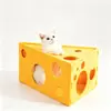 Cama Gato Feltro Queijo Triângulo, Cama Túnel de Brinquedo Poroso, Cama Modular Destacável para Todas as Estações, Tamanho: 60cm de Comprimento, 40cm de Largura, 30cm de Altura