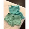 Conjunto de Pijama Verde con Tirantes Finos Estilo Coreano para Mujer Verano Chica Caliente Chaleco Adelgazante y Pantalones Cortos Conjunto de Ropa para Casa Ropa de Abrigo