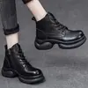 Botas Curtas Femininas Estilo Retrô Martin Boots Novidade Outono/Inverno 2026 Versátil Solado Grosso Macio Aumento de Altura Botas Individuais Botas Femininas Quentes com Veludo