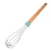 Batedor de ovos de aço inoxidável com cabo de madeira batedor de ovos manual haste de mexer creme doméstico ferramenta para assar bolo