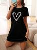 Camisón de manga corta con estampado de amor para mujer, cómodo, informal, sexy, para el hogar, estilo transfronterizo europeo y americano