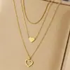 Collar de Moda Multicapa Apilable de Venta Caliente Transfronterizo Europeo y Americano Collar Gargantilla con Colgante Doble Corazón de Personalidad a la Moda para Mujeres Venta al por Mayor