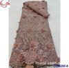 Encaje floral 3D francés retro bordado tridimensional con cuentas lentejuelas bordado de hueso todo vestido de novia tela de encaje