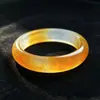 Pulsera de jade colorida en trozos pequeños, pulsera ancha de cuarzo jade color miel amarillo húmedo, estilo mujer, estilo chino, joyería de jade