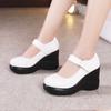 Zapatos de Tacón Alto de Cuña para Mujer Zapatos para Madre de Edad Media y Mayor Plataforma Suela Gruesa Plataforma Punta Redonda Talla Grande 4043 Zapatos para Mujer