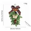 Ornamento de galho artificial de pinheiro de Natal para pendurar, Decoração de pequena árvore de Natal invertida, Laço, Floco de neve, Decoração de estrela, Pendente de porta