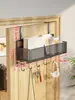 Prateleira de armazenamento para pendurar na porta com ganchos, prateleira de armazenamento multicamadas para trás da porta do quarto, cesto de armazenamento para pendurar sem furar atrás da porta de entrada, tipo oculto