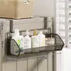 Prateleira de armazenamento para máquina de lavar de varanda com rodinhas, caixa de armazenamento montada na parede lateral, cesta suspensa multifuncional para detergente de lavanderia, sem necessidade de furar