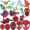 Misto Homem-Aranha Bordado Adesivos de Pano Roupas Patch Stickers Pequeno Dinossauro Bordado Selo Etiqueta Spider-Web Bordado Adesivos Passar