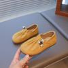 Zapatos Holgazanes de Cuero Pequeños Retro para Niños, Ropa Exterior Suave y Cera Estilo Coreano, Novedad Otoño e Invierno 2025, Zapatos de Una Pierna