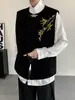Chaleco de Terciopelo con Bordado Floral Pesado para Hombre, Estilo Chino de Primavera con Bordado de Bambú, Chaqueta Superior Elegante, Moderno