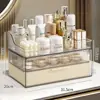Caja de Almacenamiento para Cosméticos Transparente a Prueba de Polvo Organizador de Escritorio Tocador Estante Organizador para Labiales y Productos de Cuidado de la Piel