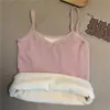 Colete Quente Outono e Inverno Roupa Íntima de Alça Estudante com Forro de Lã Espessado Slim-fit Base Colete Sem Mangas Top Colete Quente