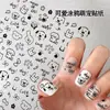 Adesivos de Unha Cartoon Fofo Pet Graffiti Linhas Pretas e Brancas Cachorrinho Laço Flores Adesivos de Decoração de Unha DIY