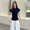 Camiseta de Manga Curta Pure Desire para Mulheres, Verão, Ombro Normal, Estilo Coreano, Nova Versátil 2025 para o Dia a Dia, Amigável à Pele, Camiseta Básica, Top Slim Fit