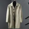 Cortavientos de longitud media para hombre, primavera y otoño, nuevo, con solapas, casual, estilo coreano, holgado, de negocios, Duffy, guapo, delgado, talla grande