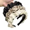 Faixa de Cabeça de Luxo Leve, Céu Estrelado Simples, Fita de Cetim de Alta Qualidade, Faixa de Cabeça com Pedras, Top Pregueado, Prendedor de Cabelo Grande, Aro com Pedras Strass de Aba Larga para Mulheres