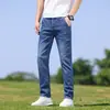 Jeans de Verano para Hombre 2026 Estilo Coreano Delgado Pantalones Largos Modernos Bordados de Pierna Recta Pantalones Versátiles