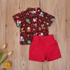 Traje de Navidad para niños de comercio exterior 2023, camisa de manga corta con estampado de dibujos animados para niños, traje de caballero para niños pequeños