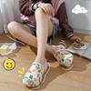 Pantuflas de Algodón para Mujer Conjunto Impermeable Suela Gruesa Otoño e Invierno Nuevo Dibujo Animado Hogar Tacón Cálido Algodón Lana Zapatos de Luna