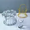 Estante de Metal para Tazas de Agua Estante de Almacenamiento Portavasos para el Hogar Estante Invertido Ocho Posiciones Arte de Hierro Estante de Tazas con Drenaje Estante de Almacenamiento para Copas de Vino