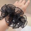 Anillo para el cabello de organza retro francesa para el intestino grueso, con perlas de alta calidad, para mujer, accesorio para el cabello negro.