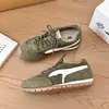 Zapatillas de entrenamiento alemanas versátiles para primavera y otoño, zapatillas deportivas casuales de moda para mujer, hacen que los pies parezcan más pequeños, con cordones, bloques de color, zapatillas Cortez, tela
