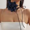 Choker Criativo Coreano de Flor Grande de Veludo Choker para Mulheres Colar Simples Enrolado Feito à Mão Joias Transfronteiriças Europeias e Americanas