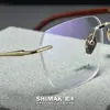 Gafas de Prescripción Cuadradas Ultra-Ligeras Sin Montura para Hombres con Caras Grandes, Hechas de Titanio Puro con Patillas de Sándalo, Gama Alta, Se Pueden Personalizar con Graduación y Lentes Fotocromáticas