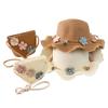2020 Novo Verão Crianças Chapéu de Palha Meninas 'Moda Pequeno Satchel Set Parent-Child Fisherman Basin Hat Big Rim Sunshade