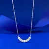 Joias Mujing Estilo Europeu e Americano Prata S925 Pingente Rosto Sorridente com 7 Pedras Colar Retrátil da Moda Versátil Estilo para o Dia a Dia